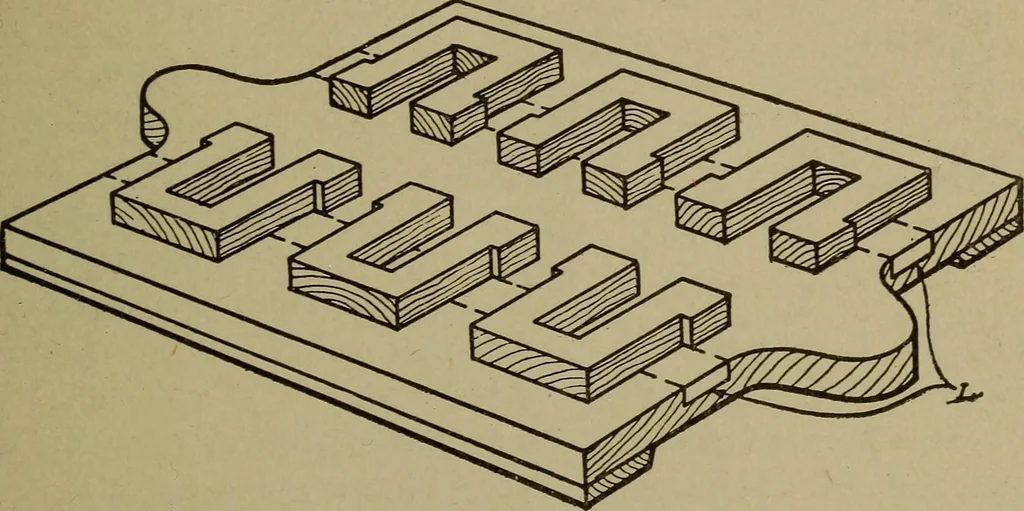 An illustration from Pattern making; a practical treatise for the pattern maker on wood-working and wood turning, tools and equipment, construction of simple and complicated patterns, modern molding machines and molding practice, 1916, leaf 214