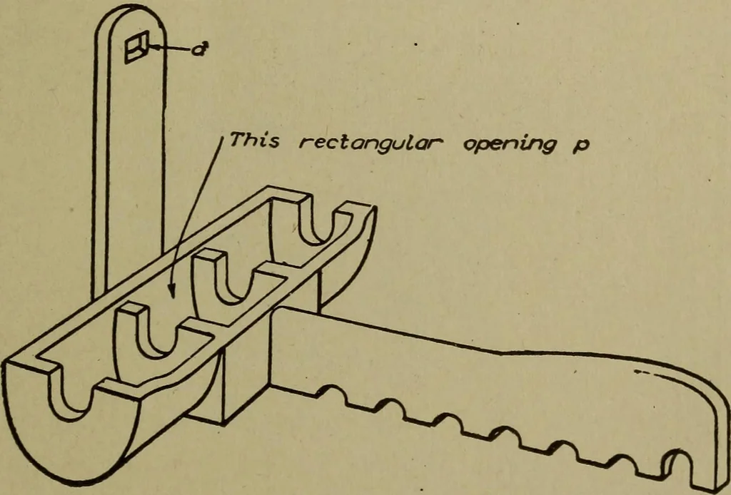 An illustration from Pattern making; a practical treatise for the pattern maker on wood-working and wood turning, tools and equipment, construction of simple and complicated patterns, modern molding machines and molding practice, 1916, leaf 216