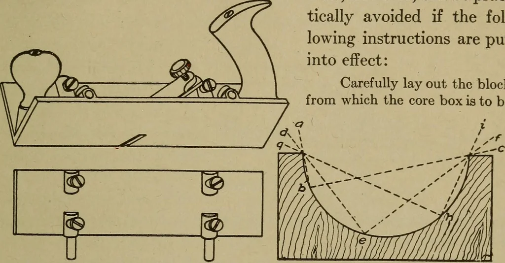 An illustration from Pattern making; a practical treatise for the pattern maker on wood-working and wood turning, tools and equipment, construction of simple and complicated patterns, modern molding machines and molding practice, 1916, leaf 34
