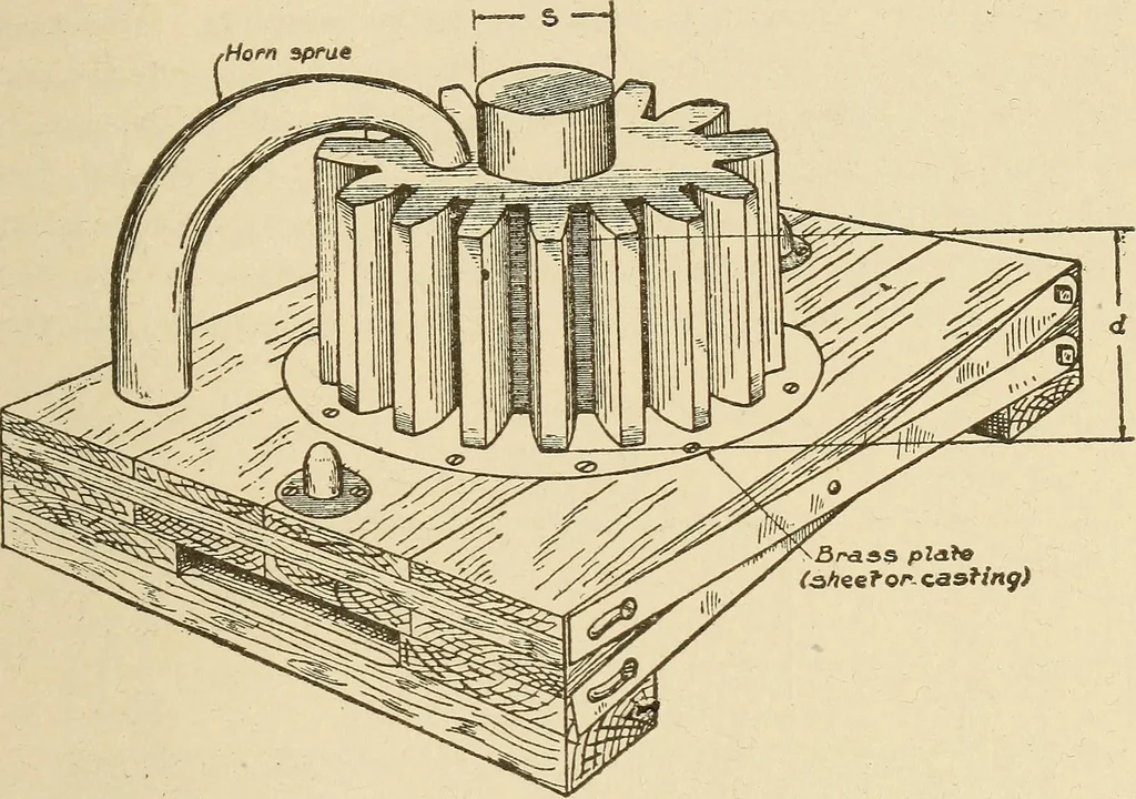 An illustration from Pattern making; a practical treatise for the pattern maker on wood-working and wood turning, tools and equipment, construction of simple and complicated patterns, modern molding machines and molding practice, 1921, leaf 196