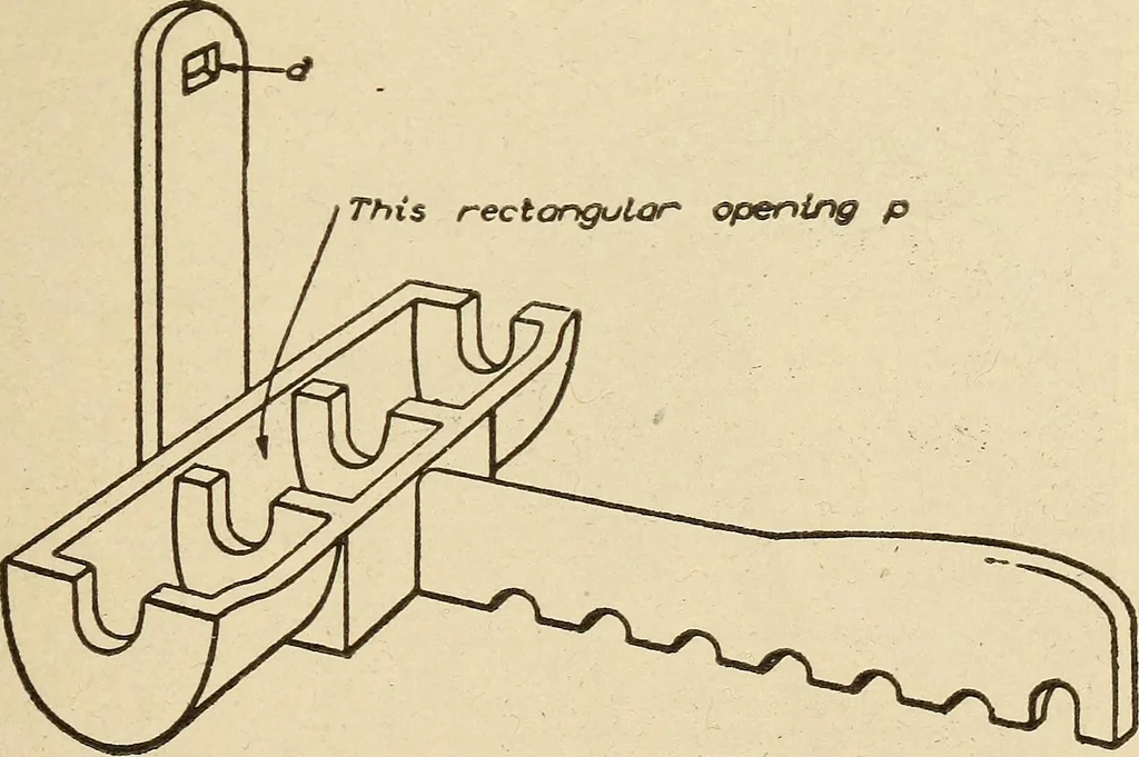 An illustration from Pattern making; a practical treatise for the pattern maker on wood-working and wood turning, tools and equipment, construction of simple and complicated patterns, modern molding machines and molding practice, 1921, leaf 216