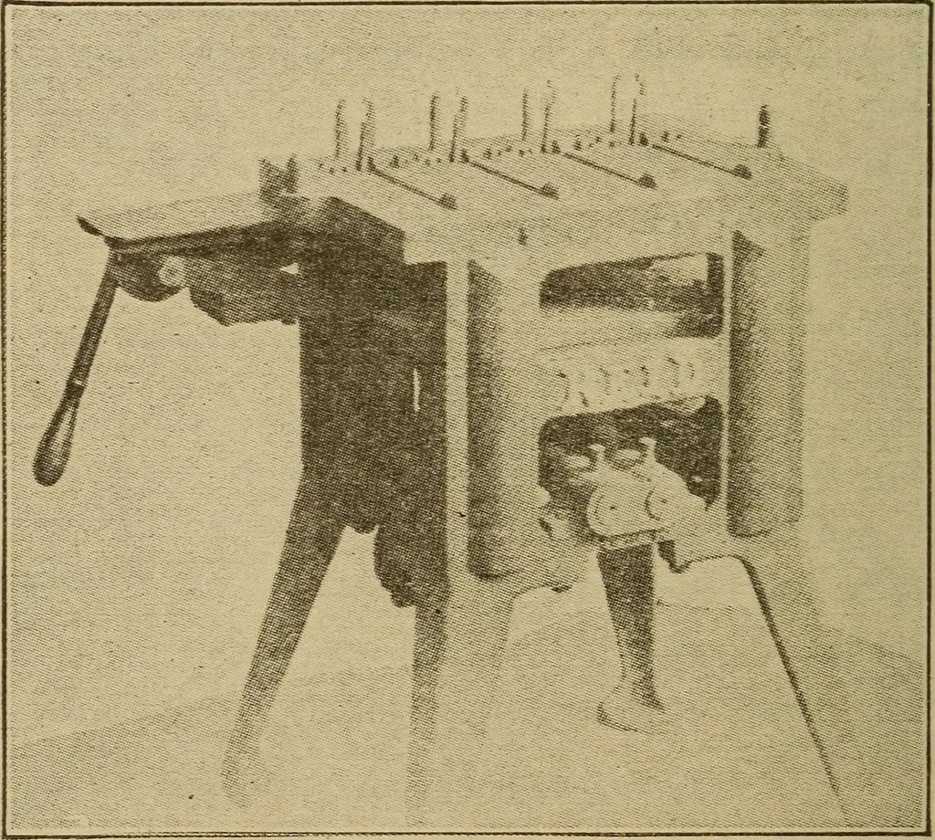 An illustration from Pattern making; a practical treatise for the pattern maker on wood-working and wood turning, tools and equipment, construction of simple and complicated patterns, modern molding machines and molding practice, 1921, leaf 217