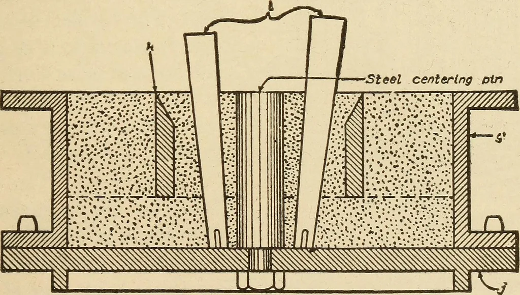 An illustration from Pattern making; a practical treatise for the pattern maker on wood-working and wood turning, tools and equipment, construction of simple and complicated patterns, modern molding machines and molding practice, 1921, leaf 238