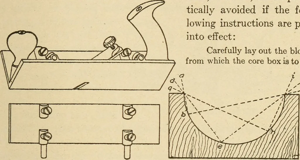 An illustration from Pattern making; a practical treatise for the pattern maker on wood-working and wood turning, tools and equipment, construction of simple and complicated patterns, modern molding machines and molding practice, 1921, leaf 34
