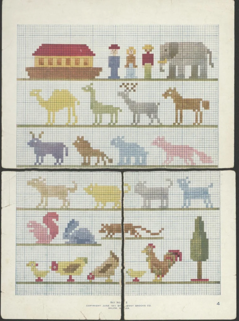 An illustration from Patterns for cross stitch., 1913, leaf 13