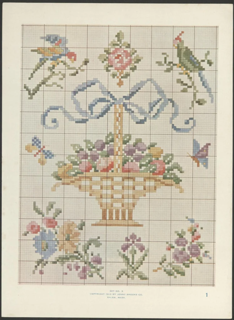 An illustration from Patterns for cross stitch., 1913, leaf 15
