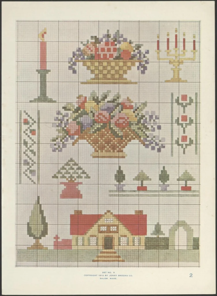 An illustration from Patterns for cross stitch., 1913, leaf 17