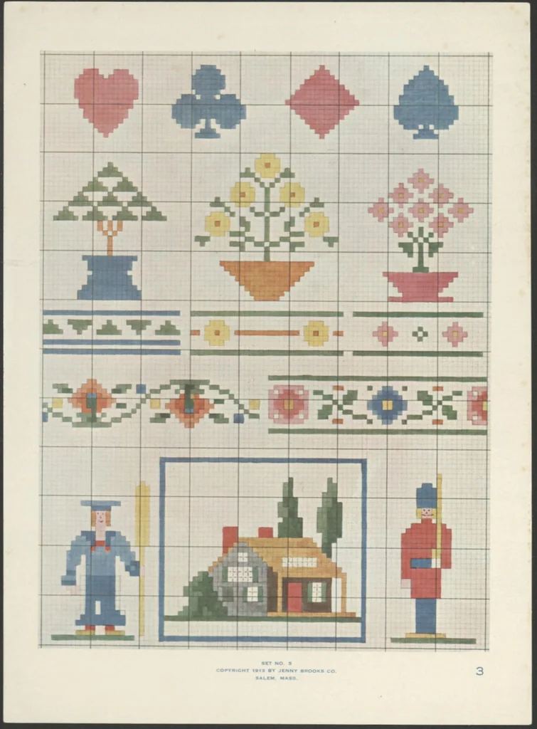 An illustration from Patterns for cross stitch., 1913, leaf 19