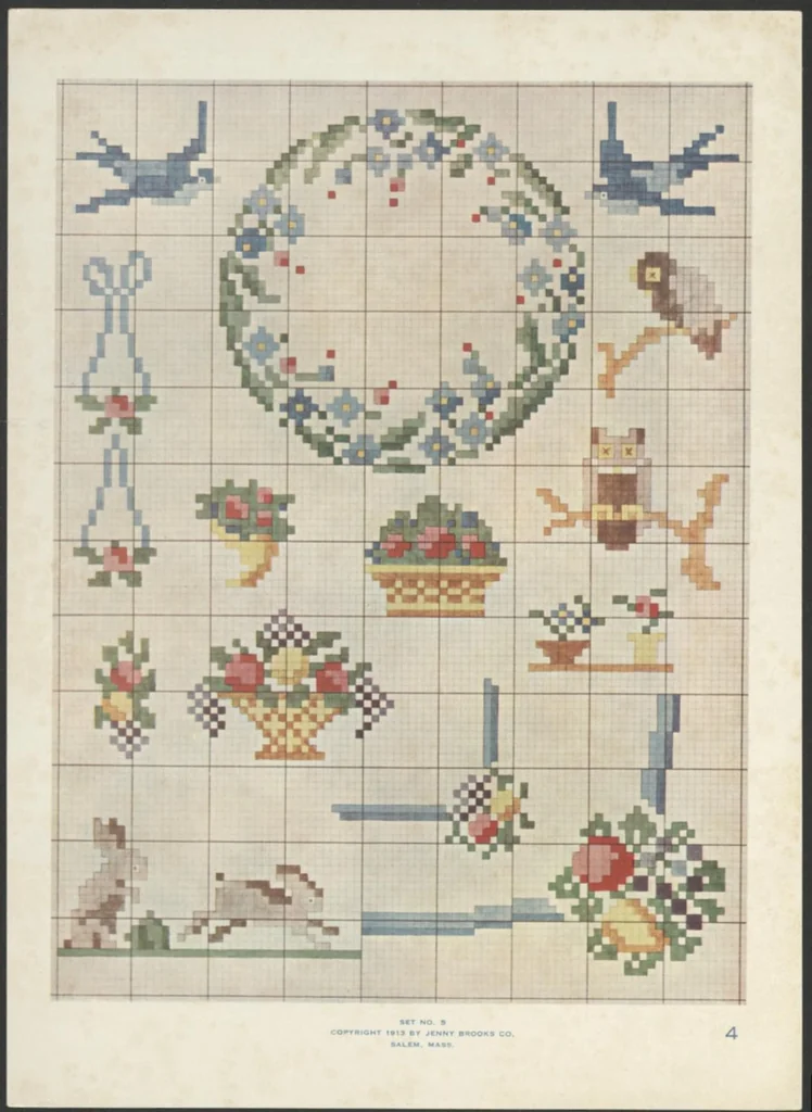 An illustration from Patterns for cross stitch., 1913, leaf 21