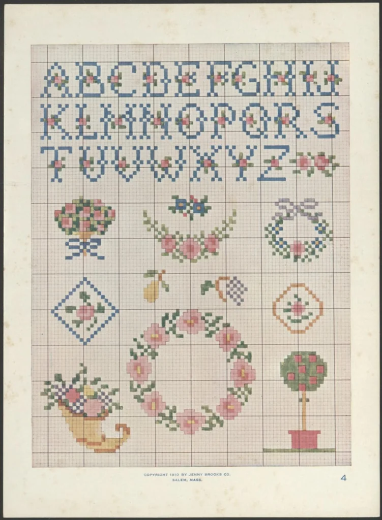 An illustration from Patterns for cross stitch., 1913, leaf 5