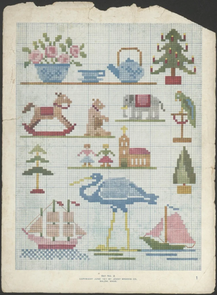 An illustration from Patterns for cross stitch., 1913, leaf 7