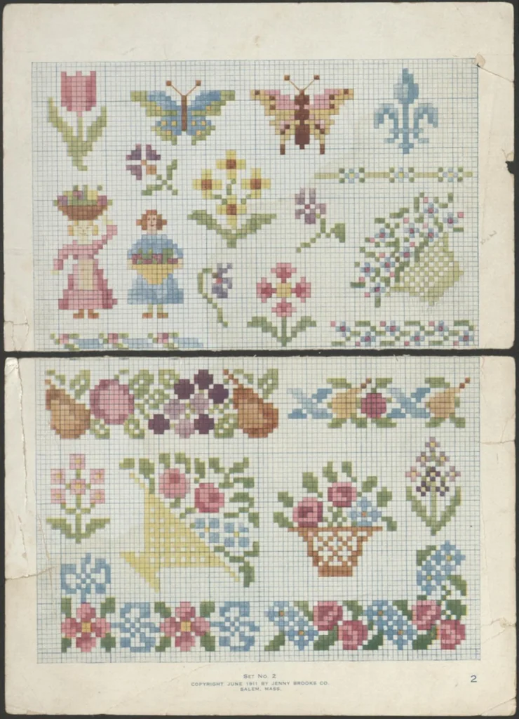 An illustration from Patterns for cross stitch., 1913, leaf 9