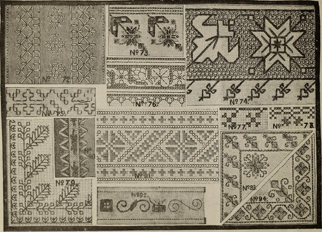 An illustration from Patterns for needle work : including the various kinds of embroidery, lacework, etc., with diagrams showing the methods of making the various stiches, 1882, leaf 11