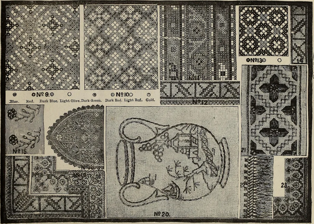 An illustration from Patterns for needle work : including the various kinds of embroidery, lacework, etc., with diagrams showing the methods of making the various stiches, 1882, leaf 4
