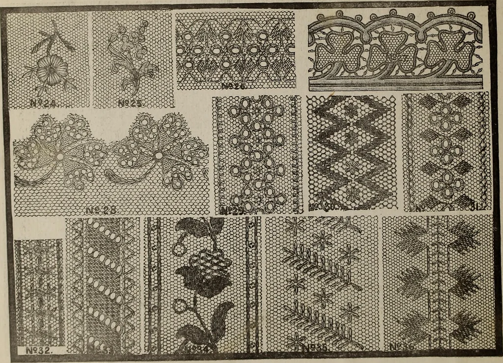 An illustration from Patterns for needle work : including the various kinds of embroidery, lacework, etc., with diagrams showing the methods of making the various stiches, 1882, leaf 5