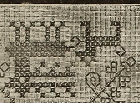 An illustration from Patterns for needle work : including the various kinds of embroidery, lacework, etc., with diagrams showing the methods of making the various stiches, 1882, leaf 9