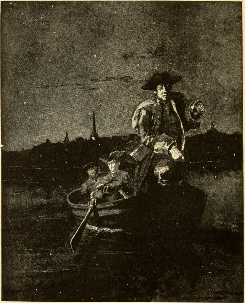 An illustration from The Paul Revere album : containing a complete description of Goss' "Life of Col. Paul Revere," and more than twenty engravings with descriptions of incidents in the life of the hero of the "Midnight ride," April 18, 1775, 1904, leaf 19