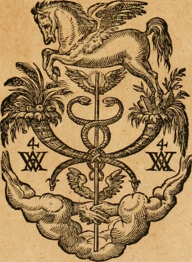 An illustration from Pausaniæ accurata Graeciae descriptio : qua lector ceu manu per eam regionem circumducitur: a Guilielmo Xylandro Augustano diligenter recognita, & ab innumeris mendis repurgata. Accesserunt annotationes, quæ a G. Xylandro paulo ante obitum inchoatæ, nunc vero a Frid. Sylb. continuatæ ... addita etiam doctissima Romuli Amasæi versio .., 1583, leaf 4