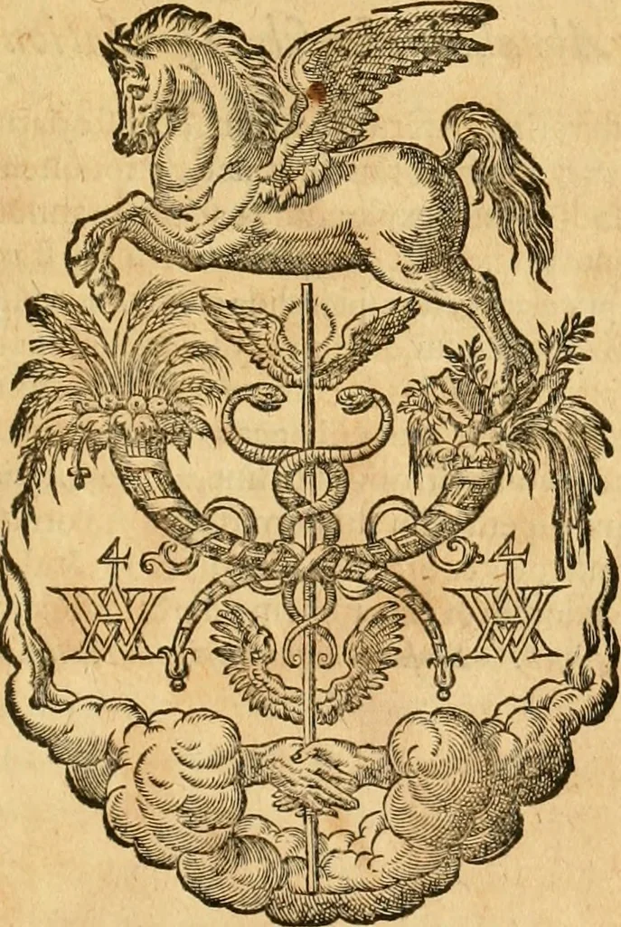 An illustration from Pausaniæ accurata Graeciae descriptio : qua lector ceu manu per eam regionem circumducitur: a Guilielmo Xylandro Augustano diligenter recognita, & ab innumeris mendis repurgata. Accesserunt annotationes, quæ a G. Xylandro paulo ante obitum inchoatæ, nunc vero a Frid. Sylb. continuatæ ... addita etiam doctissima Romuli Amasæi versio .., 1583, leaf 528