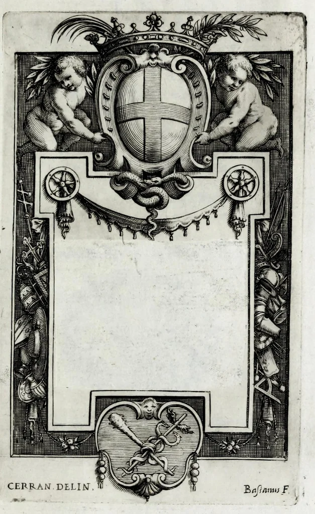 An illustration from Pavli Belloni i.c. patricii ticinensis regii med. senatoris oratio : habita in templo Mediol. maximo VII. jd. iunij anni M.DC.XXI in fvnere potentissimi Philippi III. Hispaniarum Regis verè catholici, 1621, leaf 23