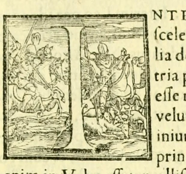 An illustration from Pavli Iovii novocomensis Episcopi nucerini de vita Leonis Decimi Pont. Max. Libri Quatuor : his ordine temporum acce[ss]erunt Hadriani Sexti Pont. Max, 1551, leaf 103