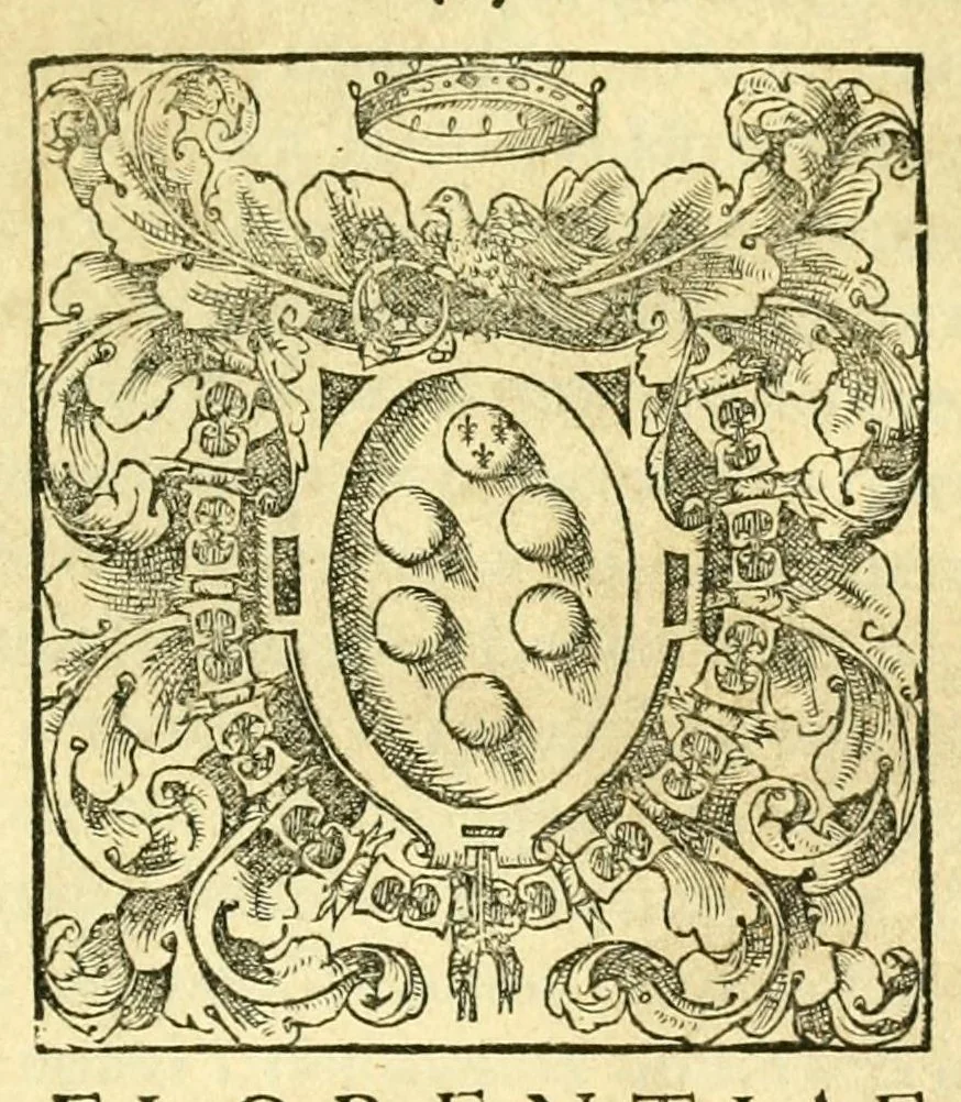 An illustration from Pavli Iovii novocomensis Episcopi nucerini de vita Leonis Decimi Pont. Max. Libri Quatuor : his ordine temporum acce[ss]erunt Hadriani Sexti Pont. Max, 1551, leaf 7