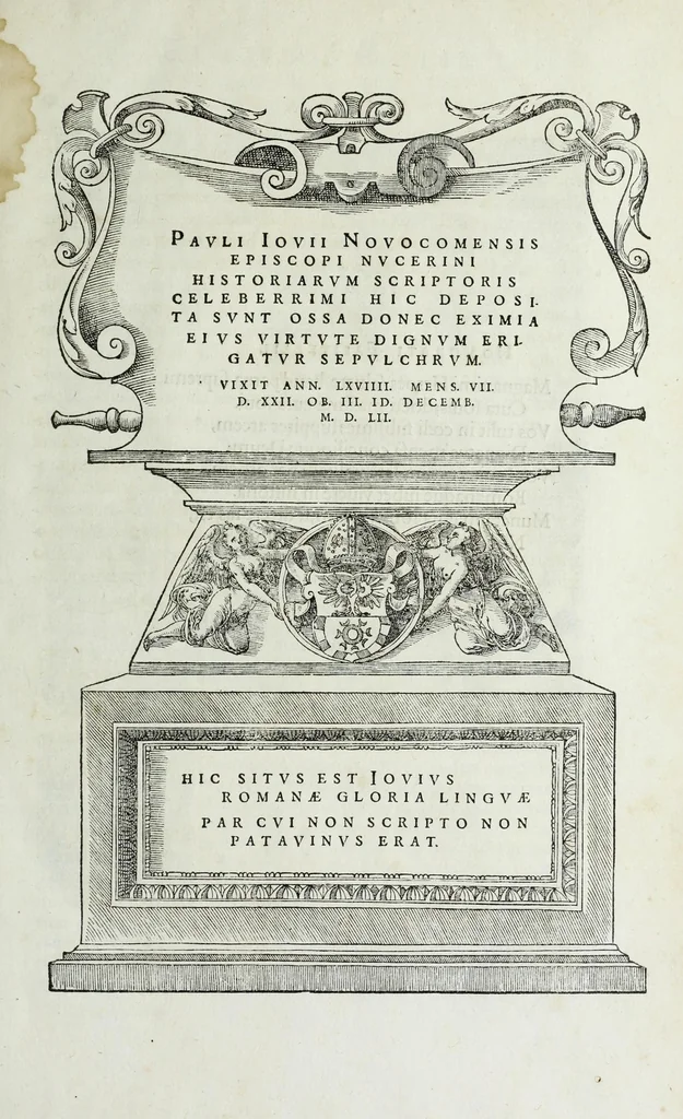 An illustration from Pavli Iovii novocomensis episcopi nvcerini Elogia virorum bellica virtute illustrium : septem libris iam olim ab authore comprehensa, et nunc ex eiusdem Mvsaeo ad viuum expressis imaginibus exornata, 1575, leaf 11