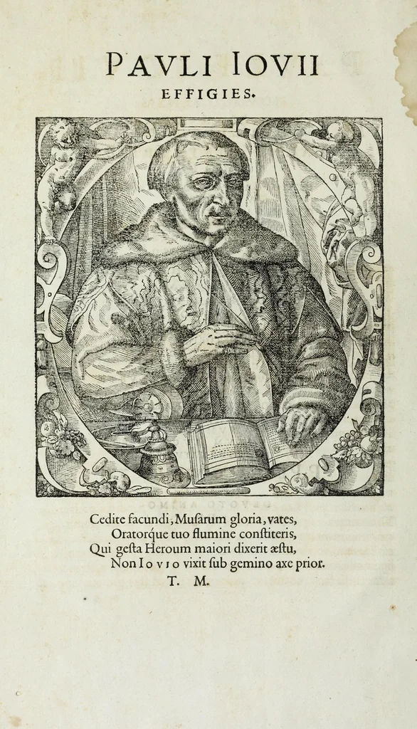 An illustration from Pavli Iovii novocomensis episcopi nvcerini Elogia virorum bellica virtute illustrium : septem libris iam olim ab authore comprehensa, et nunc ex eiusdem Mvsaeo ad viuum expressis imaginibus exornata, 1575, leaf 8