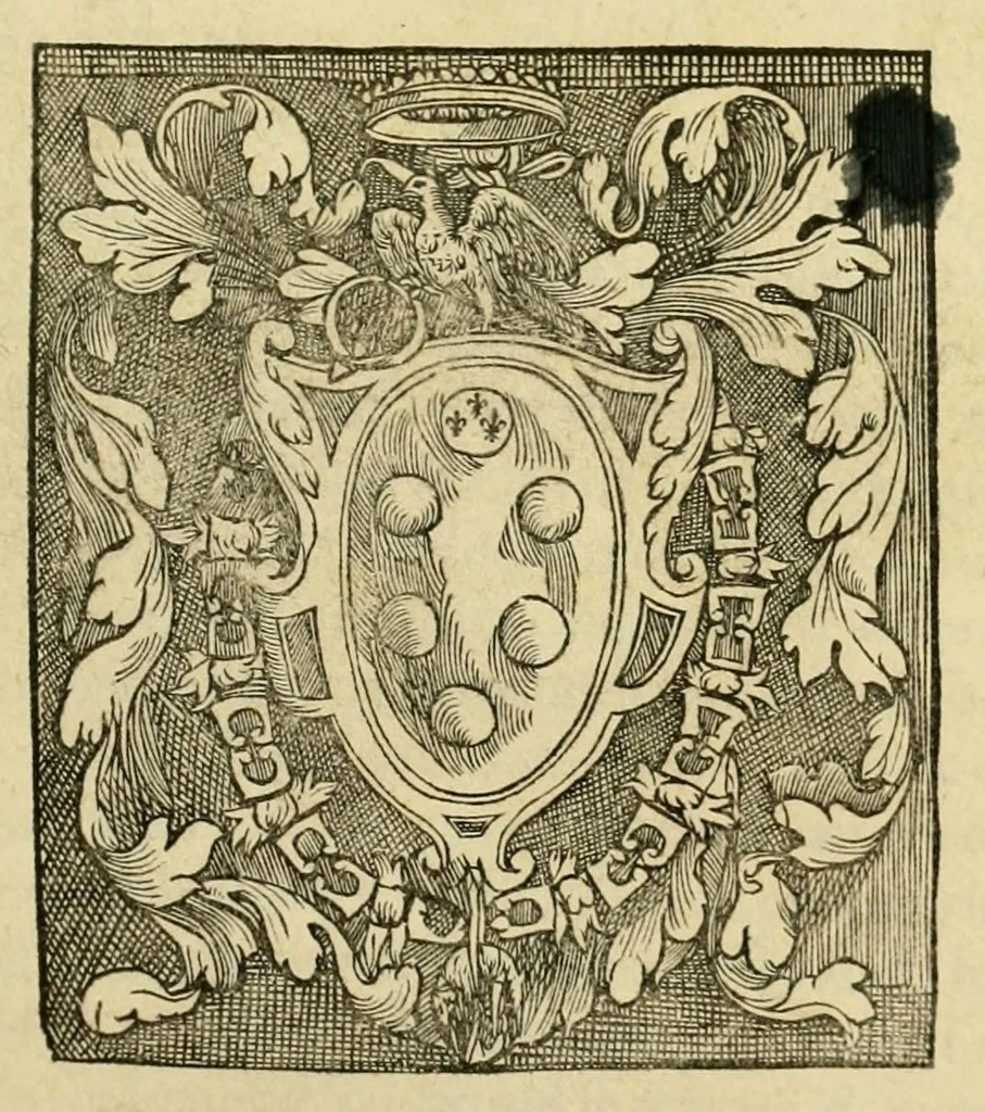 An illustration from Pavli Iovii novocomensis episcopi nucerini Elogia virorum bellica virtute illustrium veris imaginibus supposita : quæ apud musæum spectantur. Volumen digestum est in septem libros, 1551, leaf 7