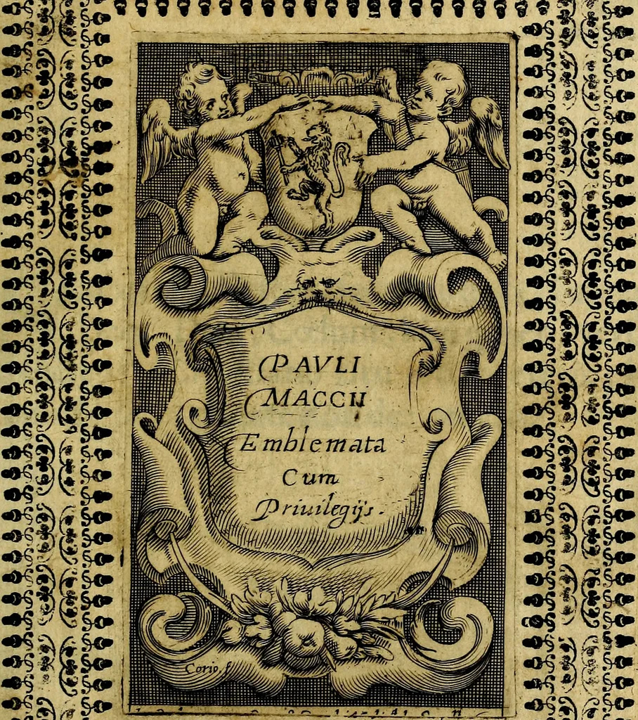 An illustration from Pavli Macii Emblemata .., 1628, leaf 6