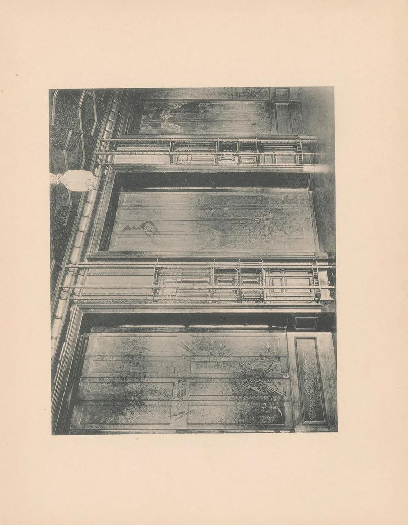 An illustration from The Peacock Room painted for Mr. F.R. Leyland by James McNeill Whistler, removed in its entirety from the late owner's residence & exhibited at Messrs. Obach's Galleries at 168 New Bond Street, London, W, 1904, leaf 17