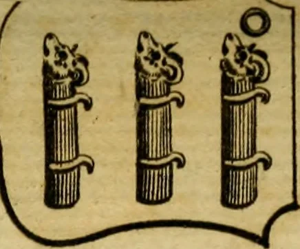 An illustration from The peerage of England : a complete view of the several orders of nobility ... together with an introduction, shewing the high and illustrious extraction of our most gracious sovereign: also an historical account of all the offices of state, usually filled by the nobility, the arms of the all the Lords spiritual and temporal, three useful plates teaching the art of heraldry, &c. &c. &c., 1766, leaf 46