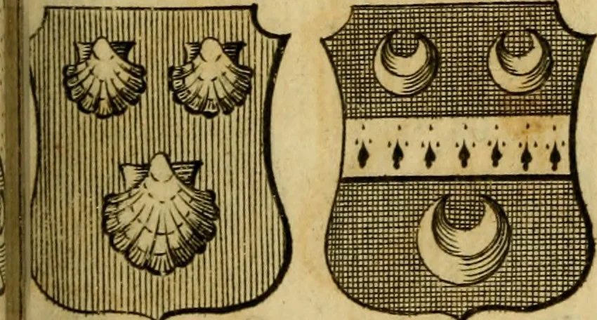 An illustration from The peerage of England : a complete view of the several orders of nobility ... together with an introduction, shewing the high and illustrious extraction of our most gracious sovereign: also an historical account of all the offices of state, usually filled by the nobility, the arms of the all the Lords spiritual and temporal, three useful plates teaching the art of heraldry, &c. &c. &c., 1766, leaf 46