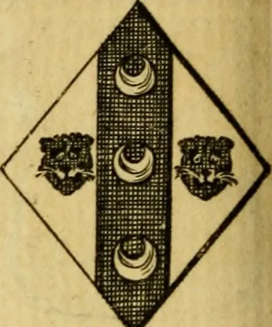 An illustration from The peerage of England : a complete view of the several orders of nobility ... together with an introduction, shewing the high and illustrious extraction of our most gracious sovereign: also an historical account of all the offices of state, usually filled by the nobility, the arms of the all the Lords spiritual and temporal, three useful plates teaching the art of heraldry, &c. &c. &c., 1766, leaf 61