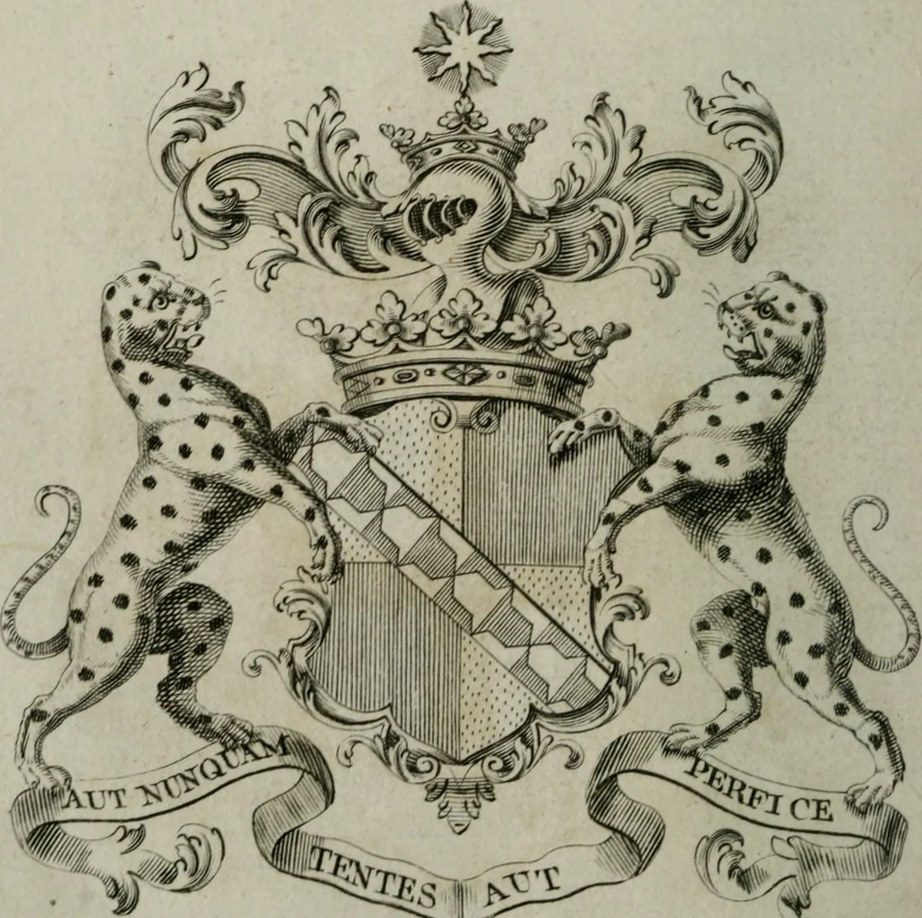 An illustration from The peerage of England : containing a genealogical and historical account of all the peers of England ... : collected from records, old wills, authentick manuscripts, our most approv'd historians, and other authorities, 1735, leaf 31