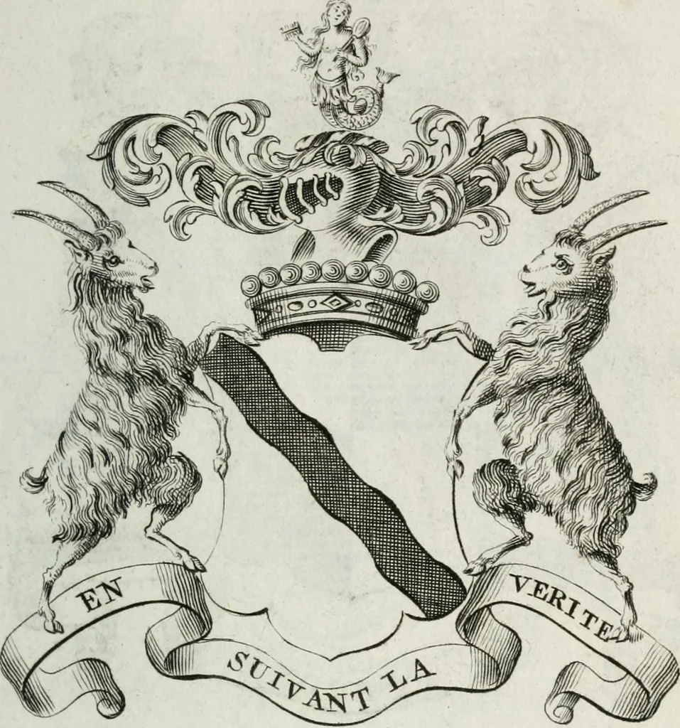 An illustration from The peerage of England : containing a genealogical and historical account of all the peers of England ... : collected from records, old wills, authentick manuscripts, our most approv'd historians, and other authorities, 1735, leaf 30