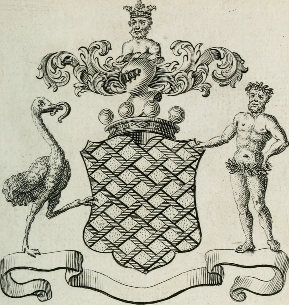 An illustration from The peerage of England : containing a genealogical and historical account of all the peers of England ... : collected from records, old wills, authentick manuscripts, our most approv'd historians, and other authorities, 1735, leaf 36