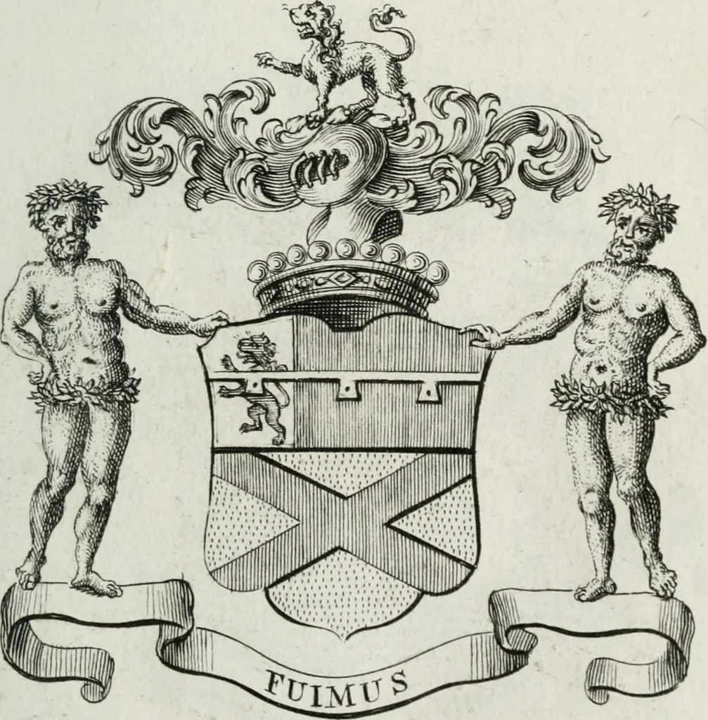 An illustration from The peerage of England : containing a genealogical and historical account of all the peers of England ... : collected from records, old wills, authentick manuscripts, our most approv'd historians, and other authorities, 1735, leaf 42