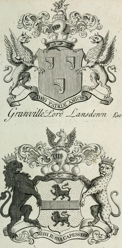 An illustration from The peerage of England : containing a genealogical and historical account of all the peers of England ... : collected from records, old wills, authentick manuscripts, our most approv'd historians, and other authorities, 1735, leaf 56