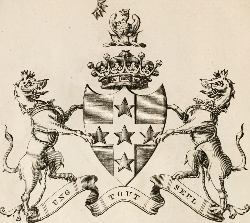 An illustration from The peerage of Ireland : or, A genealogical history of the present nobility of that kingdom, 1789, leaf 17