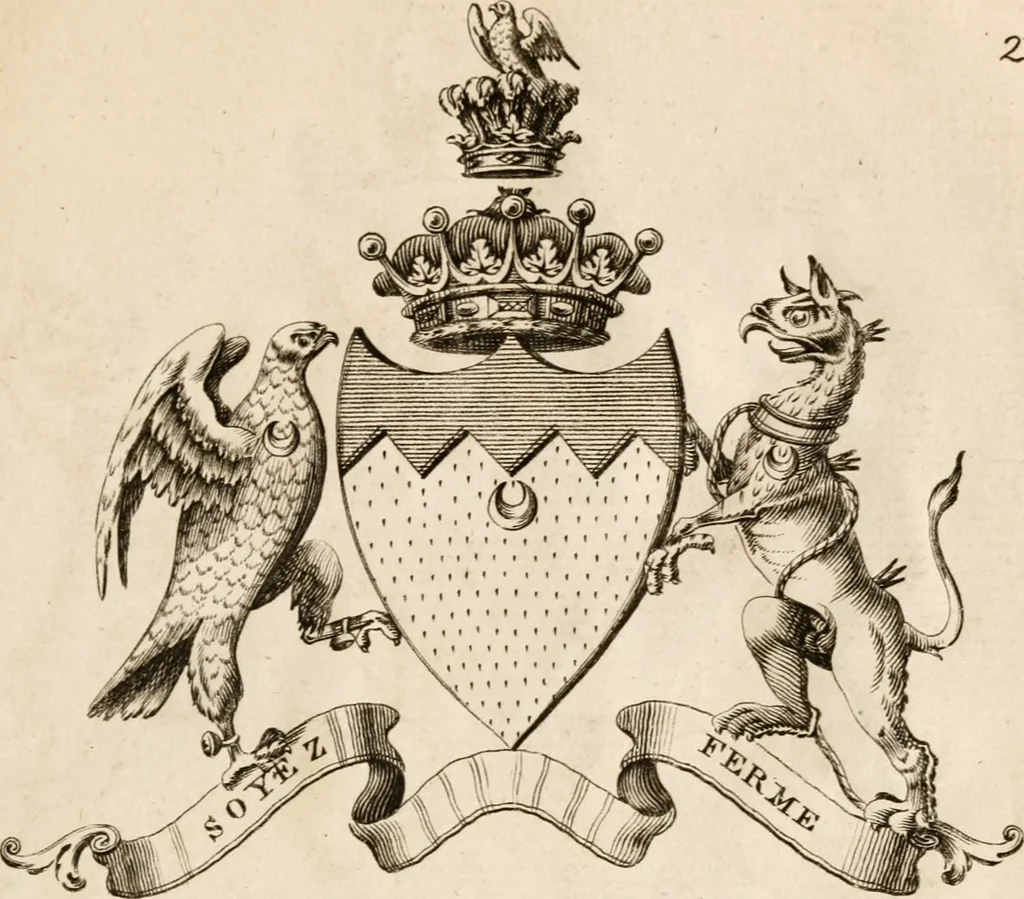 An illustration from The peerage of Ireland : or, A genealogical history of the present nobility of that kingdom, 1789, leaf 18