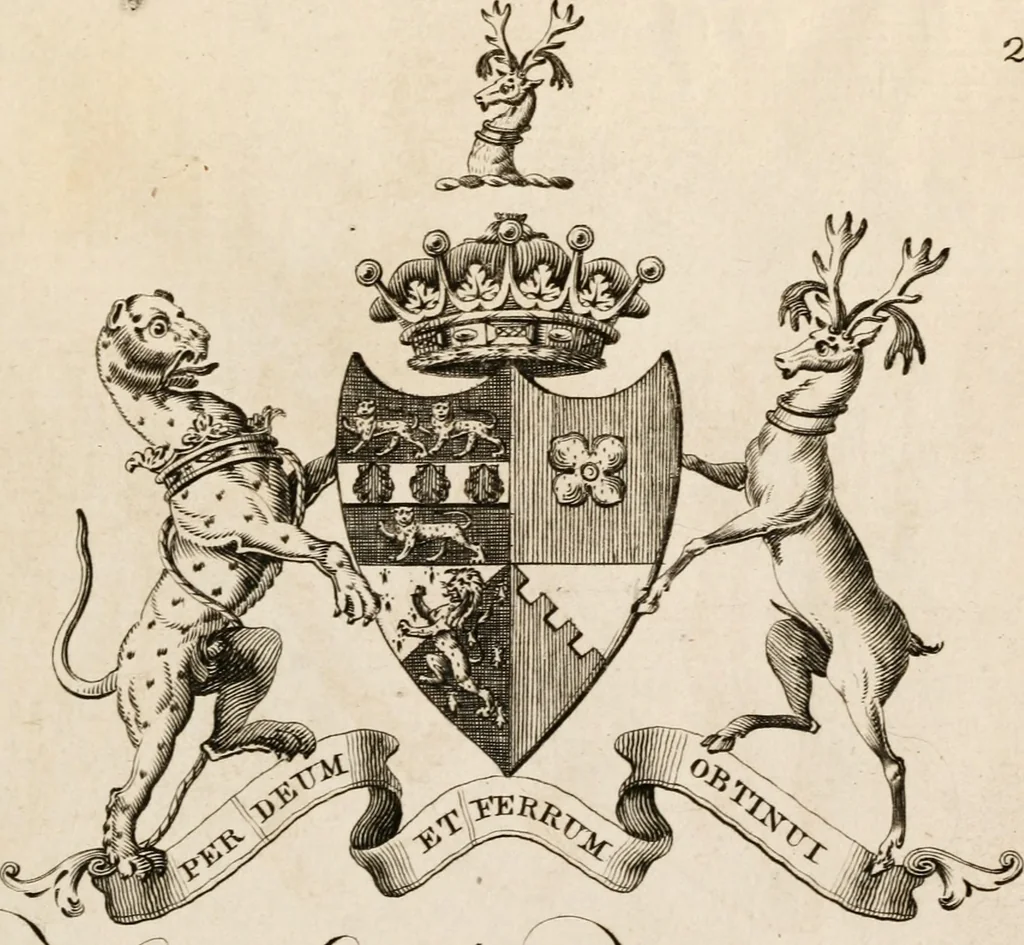An illustration from The peerage of Ireland : or, A genealogical history of the present nobility of that kingdom, 1789, leaf 18