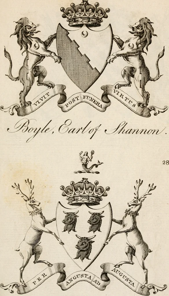 An illustration from The peerage of Ireland : or, A genealogical history of the present nobility of that kingdom, 1789, leaf 22