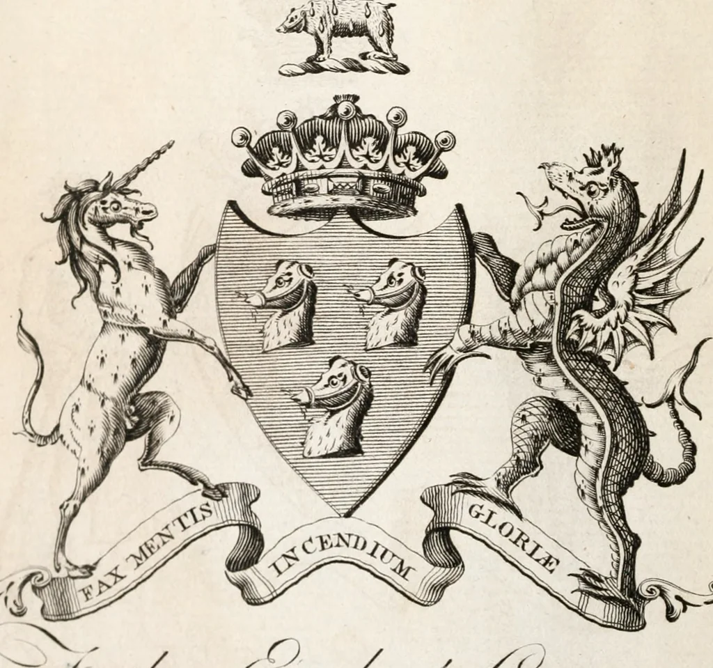 An illustration from The peerage of Ireland : or, A genealogical history of the present nobility of that kingdom, 1789, leaf 9