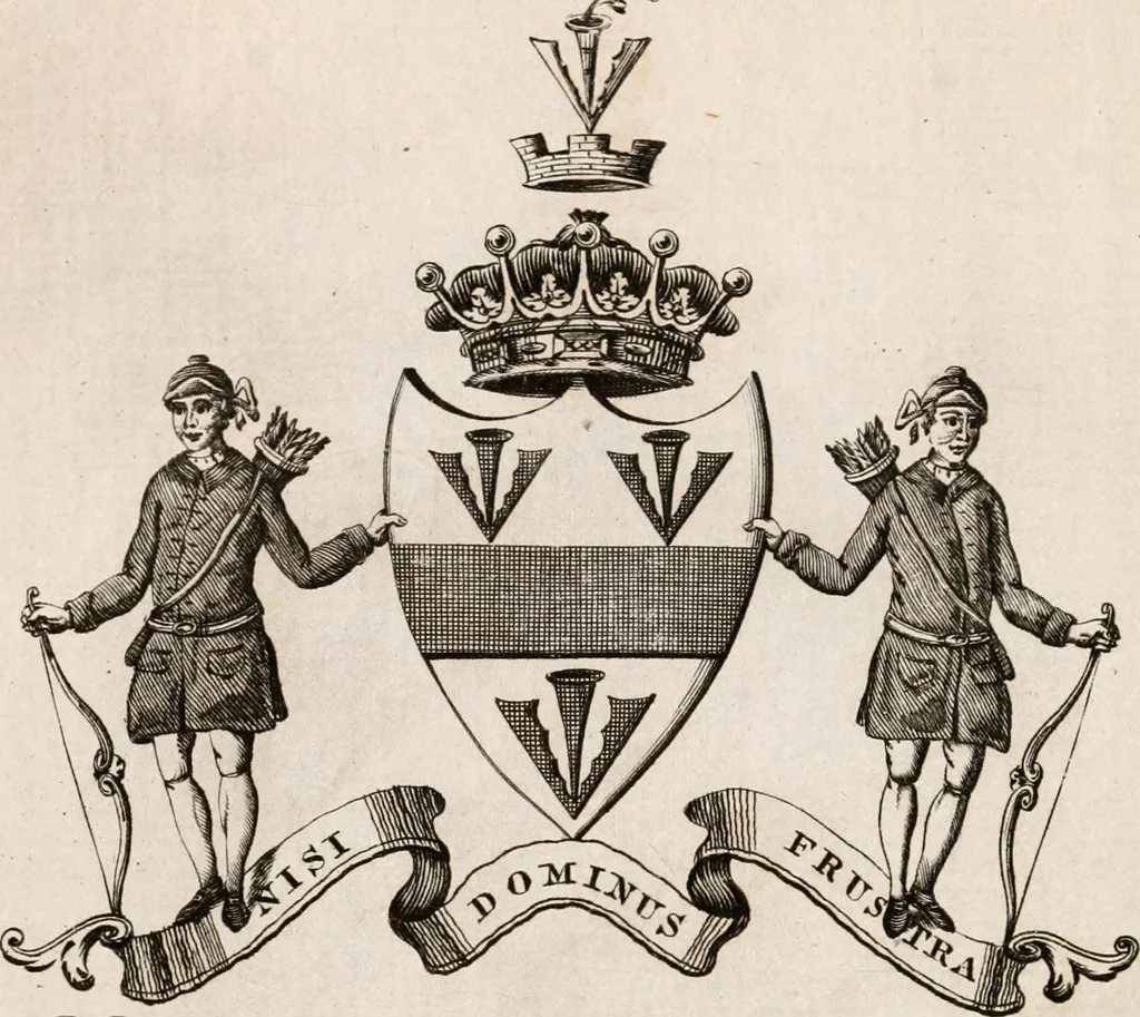 An illustration from The peerage of Ireland : or, A genealogical history of the present nobility of that kingdom, 1789, leaf 17