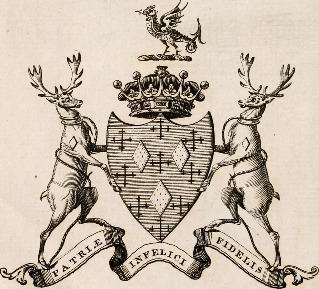 An illustration from The peerage of Ireland : or, A genealogical history of the present nobility of that kingdom, 1789, leaf 17