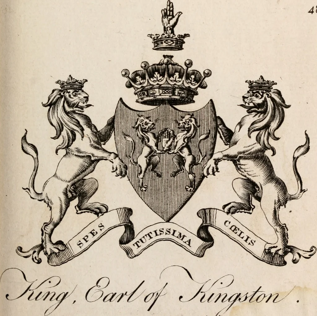 An illustration from The peerage of Ireland : or, A genealogical history of the present nobility of that kingdom, 1789, leaf 24
