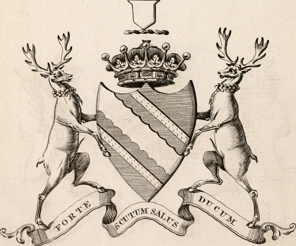 An illustration from The peerage of Ireland : or, A genealogical history of the present nobility of that kingdom, 1789, leaf 35