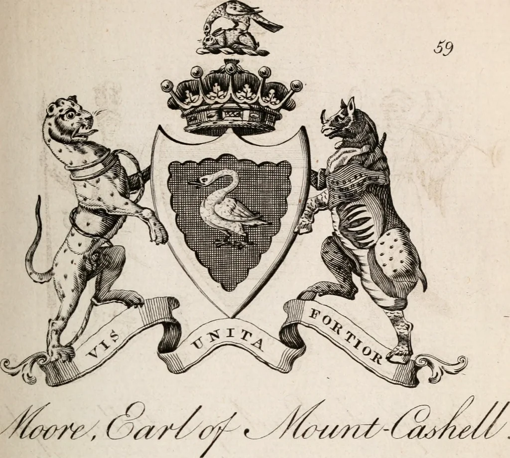 An illustration from The peerage of Ireland : or, A genealogical history of the present nobility of that kingdom, 1789, leaf 36