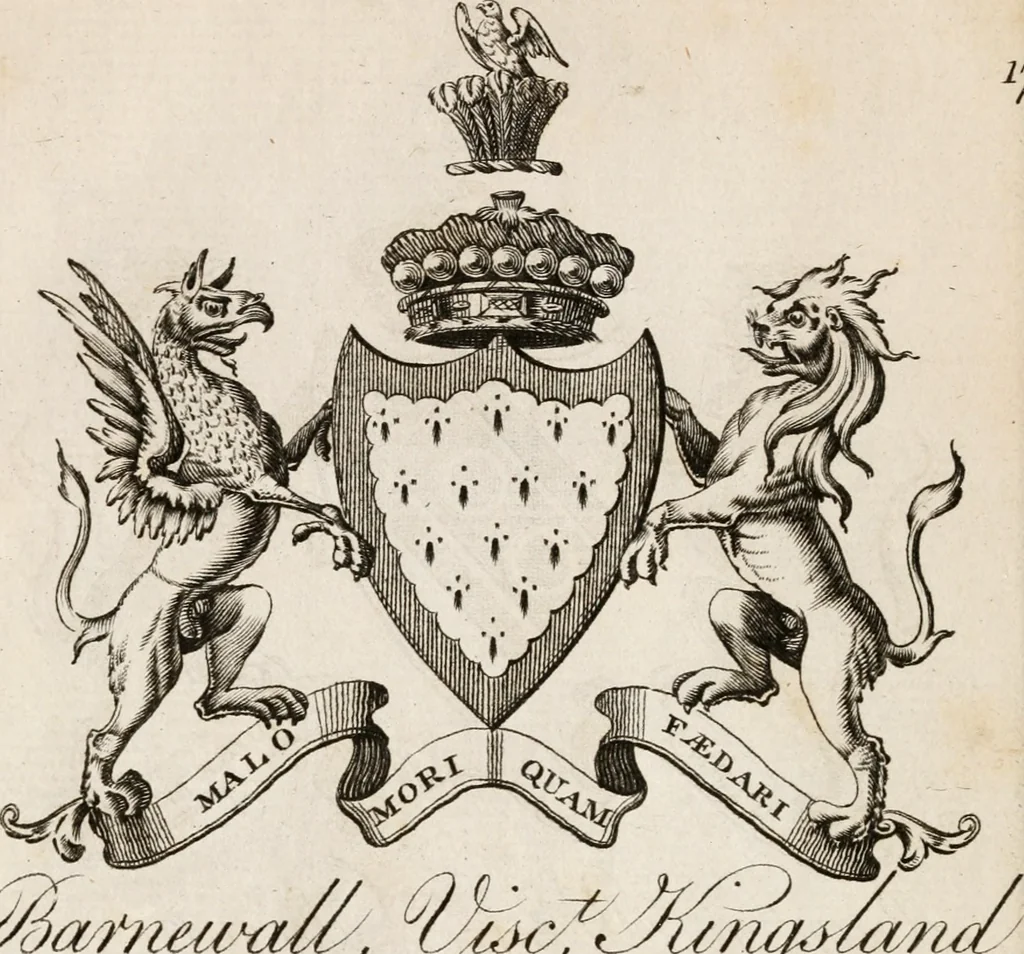 An illustration from The peerage of Ireland : or, A genealogical history of the present nobility of that kingdom, 1789, leaf 13